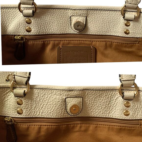 Coach 1921 Pebbled Leather City Tote Chalk Ivory Shoulder Bag Large Purse - Picture 6 of 13